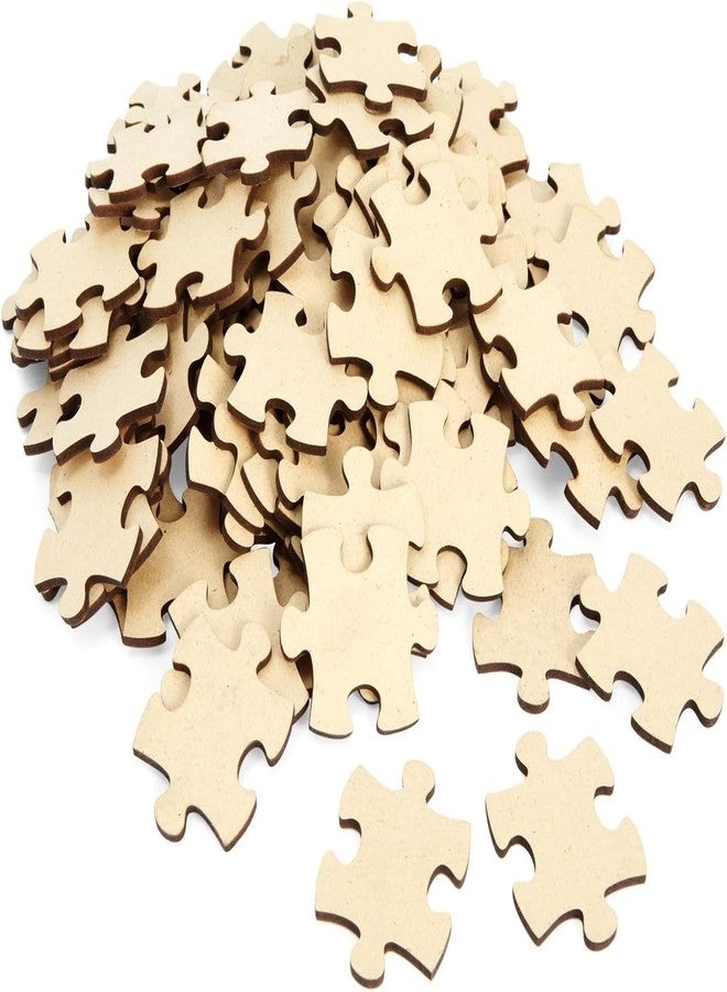 Haoser 100 Blank Wooden Puzzle Pieces for Crafts, DIY Art Projects, 1.9x1.6 Unfinished Freeform Jigsaw Wood Puzzle to Draw On - Image 1